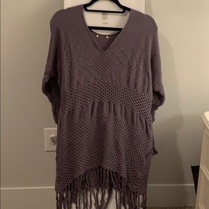 Distressed Fringed Sweater Tunic